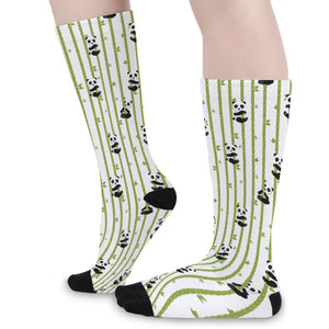 Cute Panda And Bamboo Pattern Print Long Socks