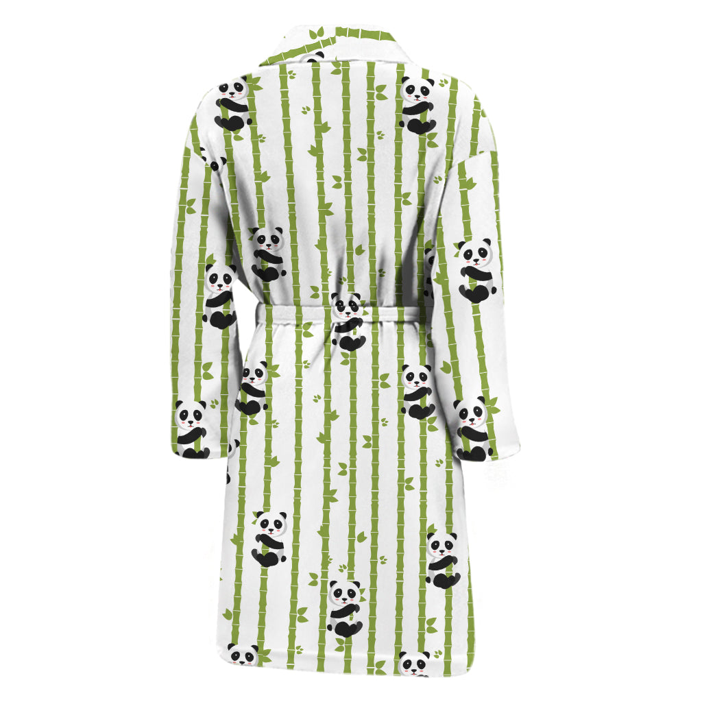 Cute Panda And Bamboo Pattern Print Men's Bathrobe