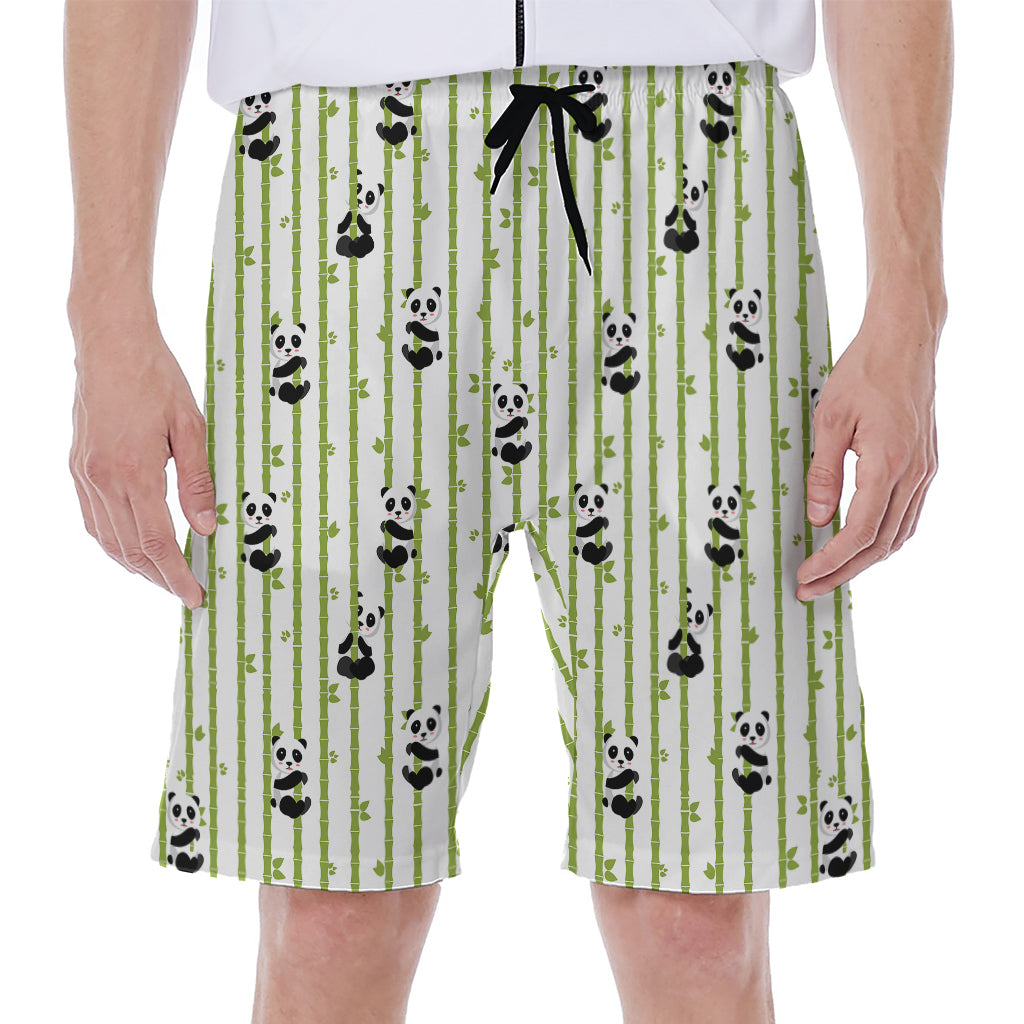 Cute Panda And Bamboo Pattern Print Men's Beach Shorts