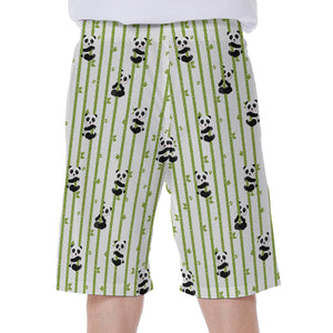 Cute Panda And Bamboo Pattern Print Men's Beach Shorts