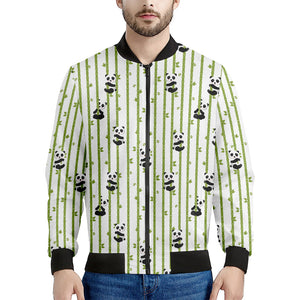 Cute Panda And Bamboo Pattern Print Men's Bomber Jacket