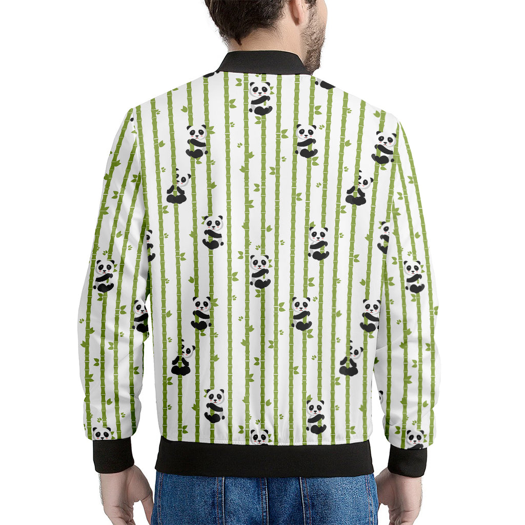 Cute Panda And Bamboo Pattern Print Men's Bomber Jacket