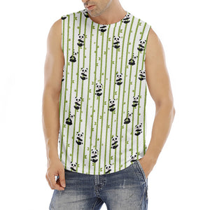 Cute Panda And Bamboo Pattern Print Men's Fitness Tank Top