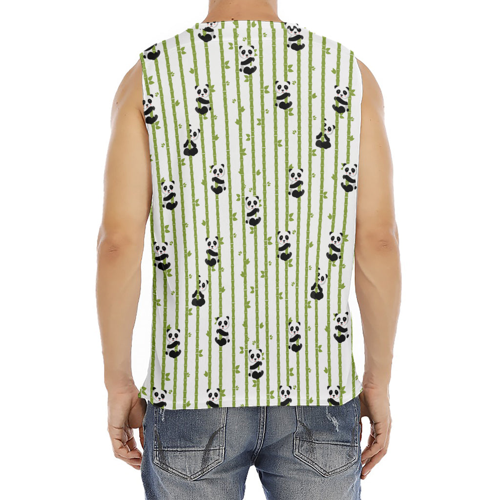 Cute Panda And Bamboo Pattern Print Men's Fitness Tank Top