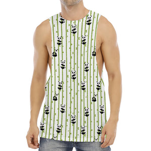 Cute Panda And Bamboo Pattern Print Men's Muscle Tank Top