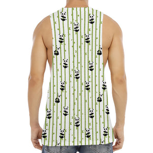 Cute Panda And Bamboo Pattern Print Men's Muscle Tank Top