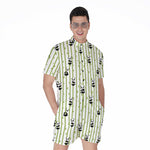 Cute Panda And Bamboo Pattern Print Men's Rompers