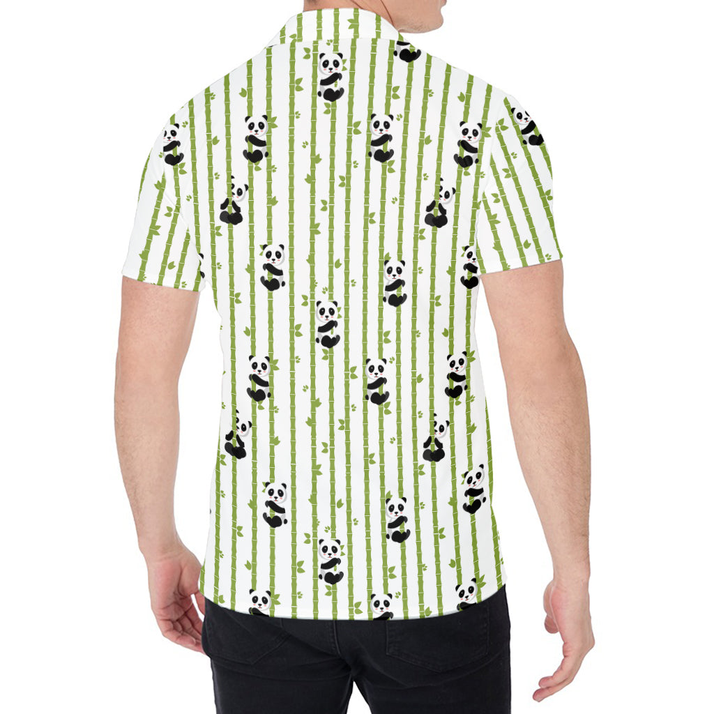 Cute Panda And Bamboo Pattern Print Men's Shirt