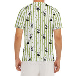 Cute Panda And Bamboo Pattern Print Men's Short Sleeve Rash Guard