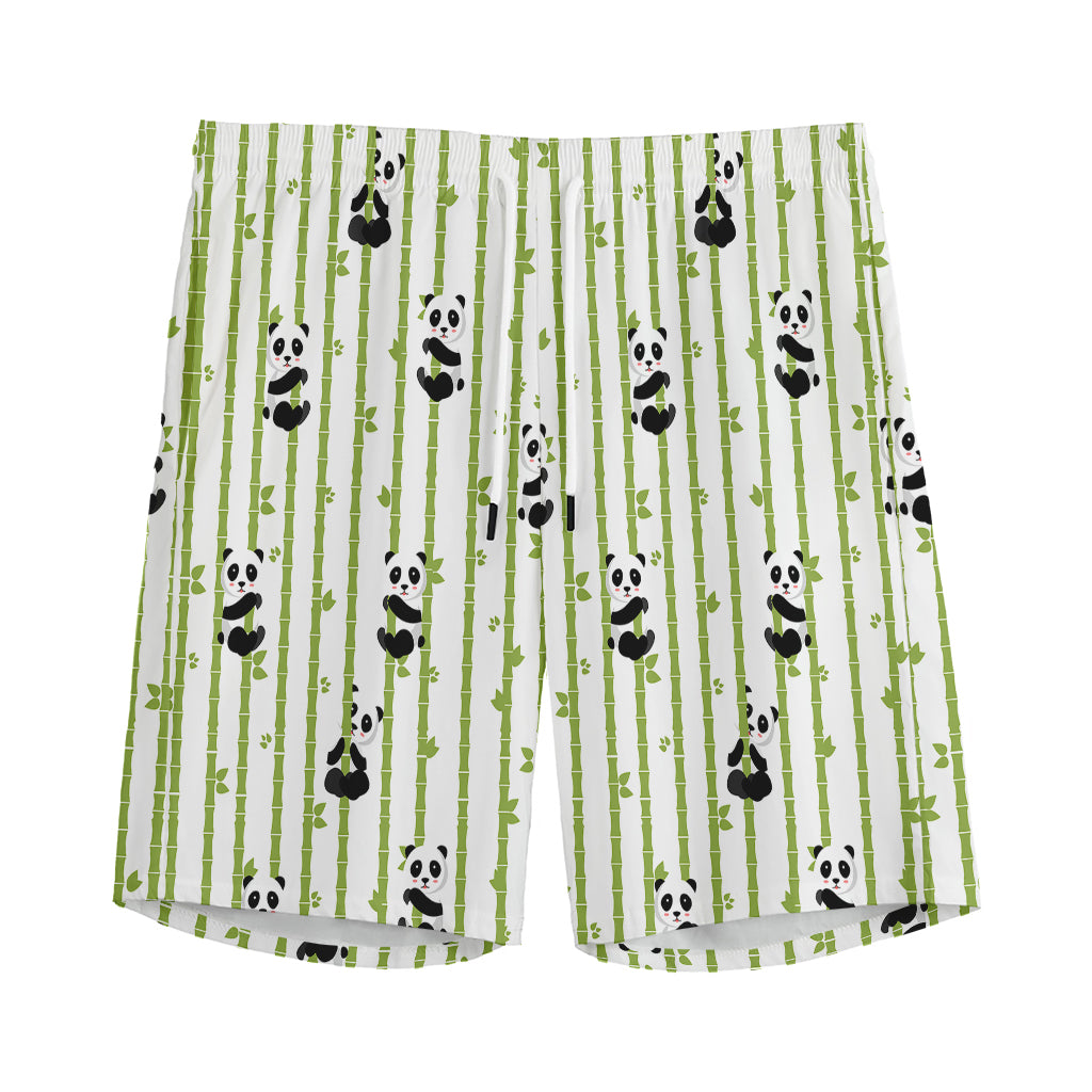 Cute Panda And Bamboo Pattern Print Men's Sports Shorts