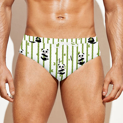 Cute Panda And Bamboo Pattern Print Men's Swim Briefs