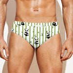 Cute Panda And Bamboo Pattern Print Men's Swim Briefs