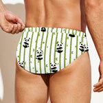 Cute Panda And Bamboo Pattern Print Men's Swim Briefs