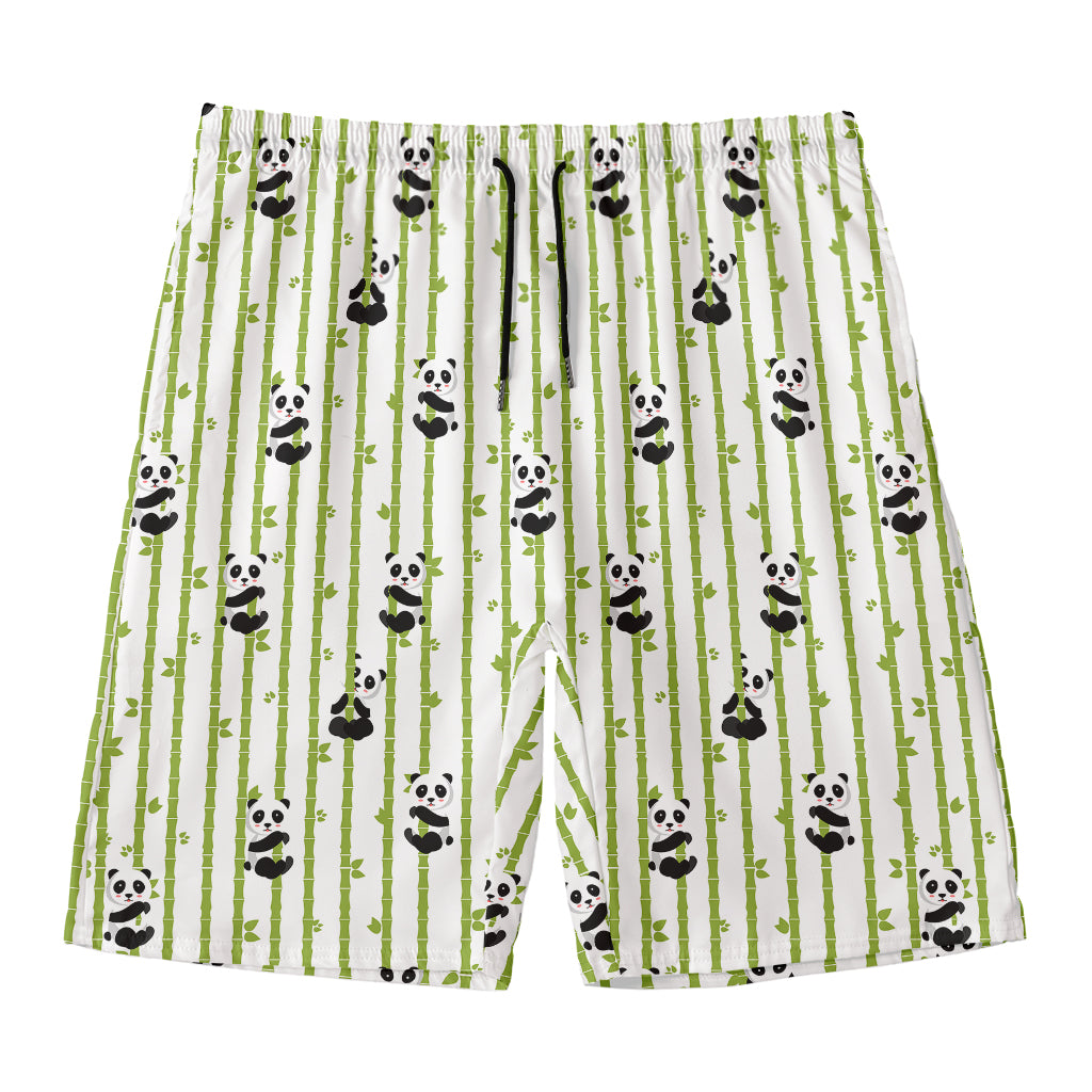 Cute Panda And Bamboo Pattern Print Men's Swim Trunks