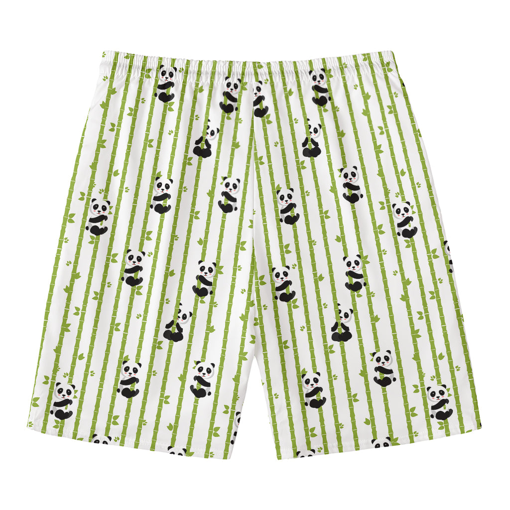 Cute Panda And Bamboo Pattern Print Men's Swim Trunks