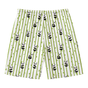 Cute Panda And Bamboo Pattern Print Men's Swim Trunks