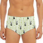 Cute Panda And Bamboo Pattern Print Men's Triangle Swim Briefs