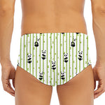 Cute Panda And Bamboo Pattern Print Men's Triangle Swim Briefs
