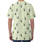 Cute Panda And Bamboo Pattern Print Men's Velvet T-Shirt