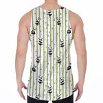 Cute Panda And Bamboo Pattern Print Men's Velvet Tank Top