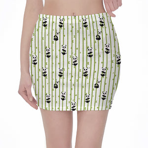 Cute Panda And Bamboo Pattern Print Pencil Mini Skirt