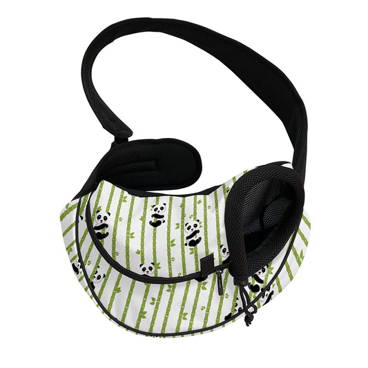 Cute Panda And Bamboo Pattern Print Pet Sling Carrier