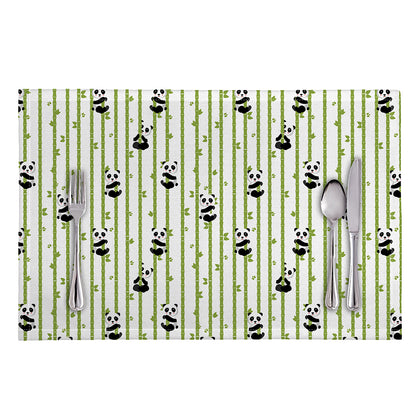 Cute Panda And Bamboo Pattern Print Placemat