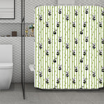 Cute Panda And Bamboo Pattern Print Polyester Shower Curtain