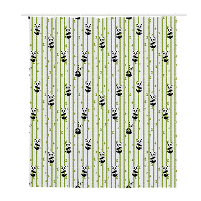 Cute Panda And Bamboo Pattern Print Polyester Shower Curtain