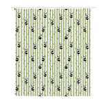 Cute Panda And Bamboo Pattern Print Polyester Shower Curtain
