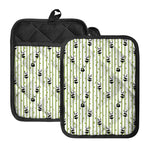 Cute Panda And Bamboo Pattern Print Pot Holders With Pocket