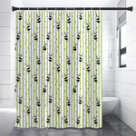 Cute Panda And Bamboo Pattern Print Premium Shower Curtain