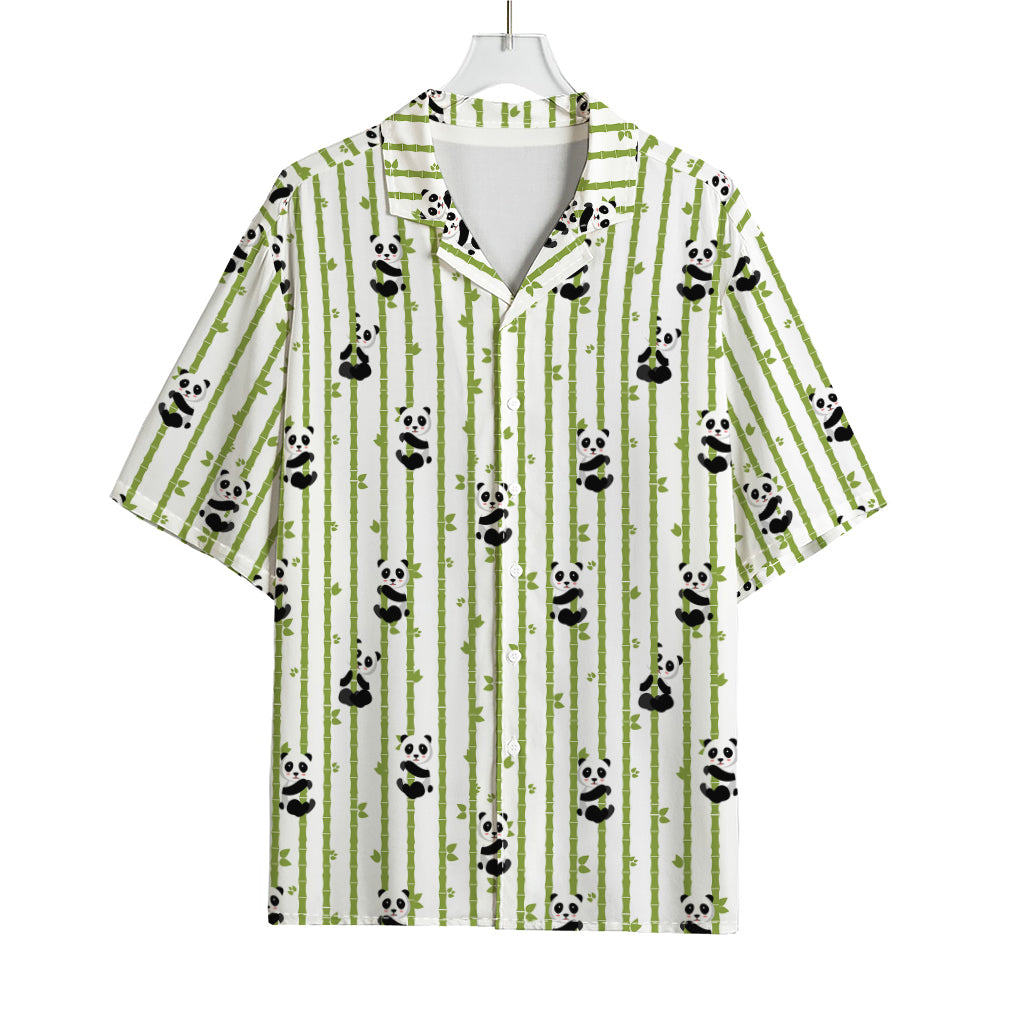 Cute Panda And Bamboo Pattern Print Rayon Hawaiian Shirt