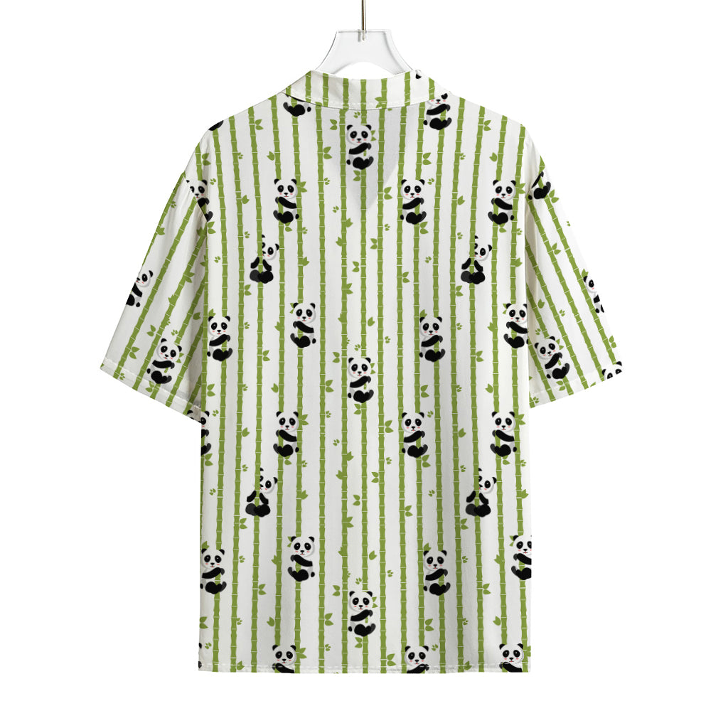 Cute Panda And Bamboo Pattern Print Rayon Hawaiian Shirt