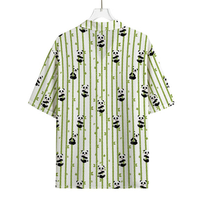 Cute Panda And Bamboo Pattern Print Rayon Hawaiian Shirt