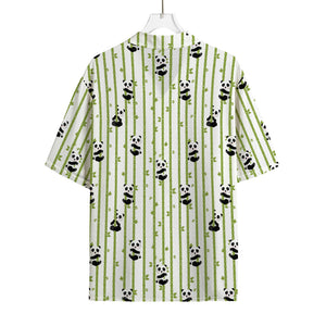 Cute Panda And Bamboo Pattern Print Rayon Hawaiian Shirt