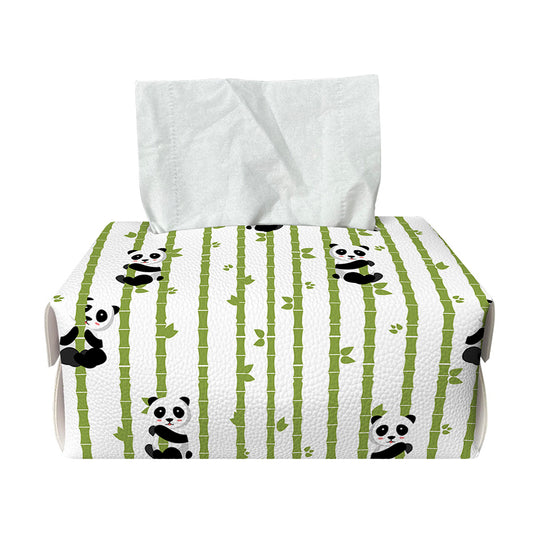 Cute Panda And Bamboo Pattern Print Rectangle Tissue Box Cover