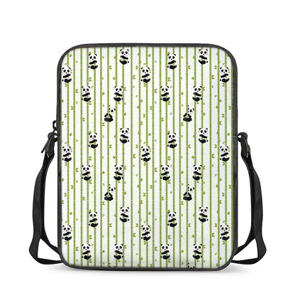 Cute Panda And Bamboo Pattern Print Rectangular Crossbody Bag