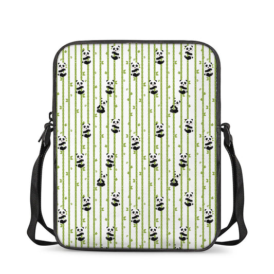 Cute Panda And Bamboo Pattern Print Rectangular Crossbody Bag