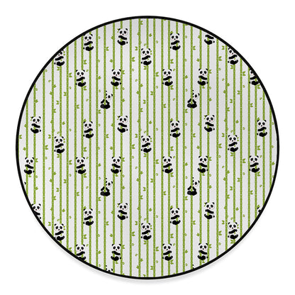 Cute Panda And Bamboo Pattern Print Round Floor Mat