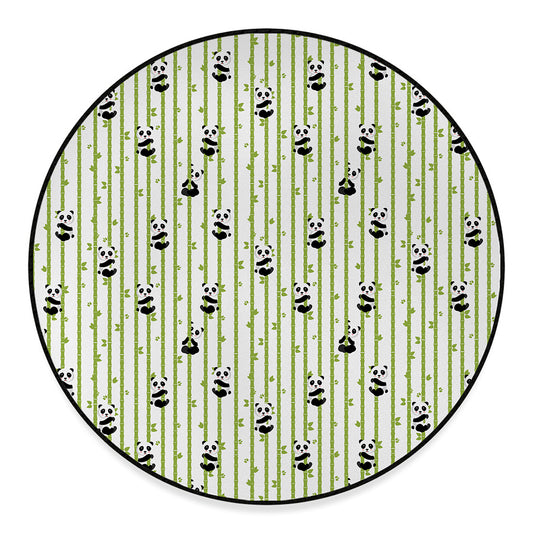 Cute Panda And Bamboo Pattern Print Round Floor Mat