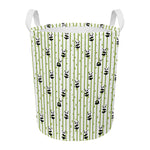Cute Panda And Bamboo Pattern Print Round Laundry Basket
