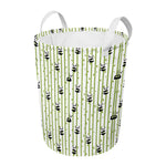 Cute Panda And Bamboo Pattern Print Round Laundry Basket