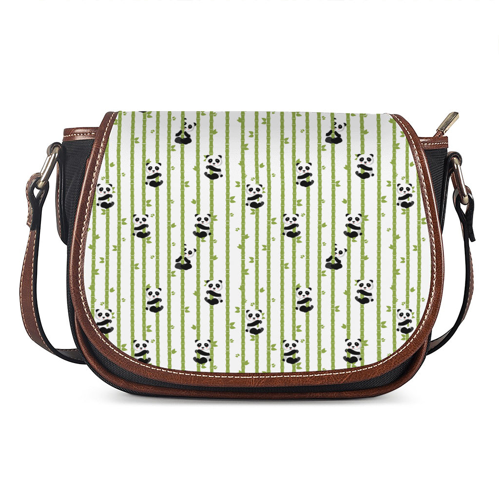 Cute Panda And Bamboo Pattern Print Saddle Bag