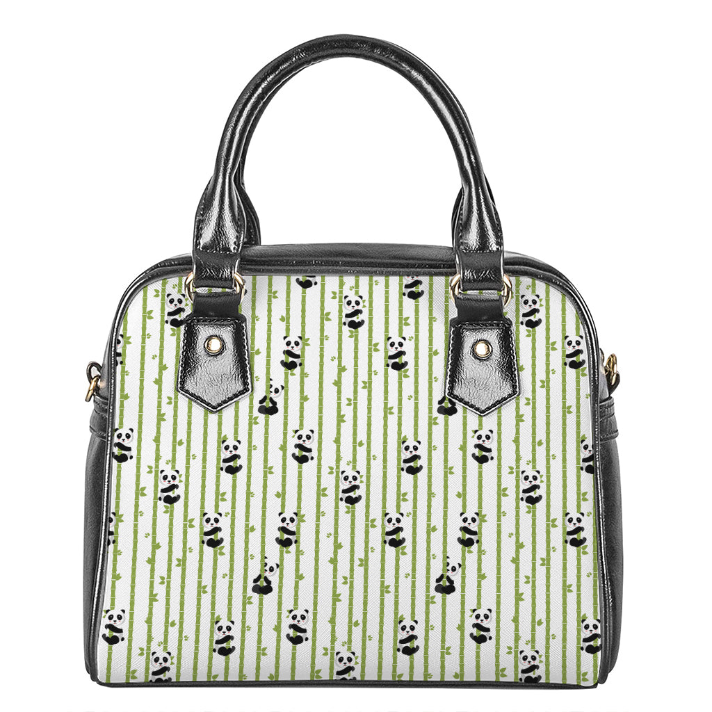 Cute Panda And Bamboo Pattern Print Shoulder Handbag