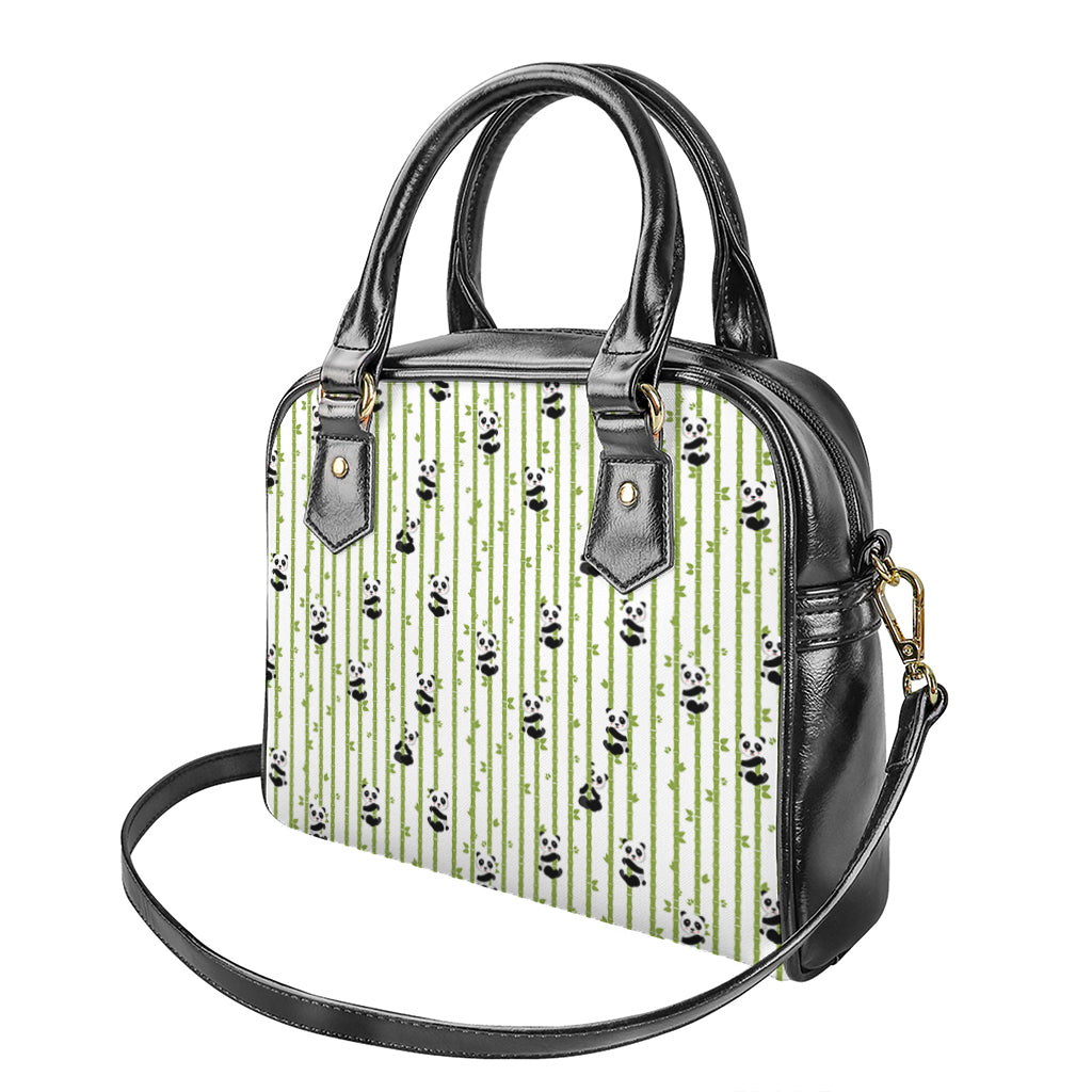 Cute Panda And Bamboo Pattern Print Shoulder Handbag