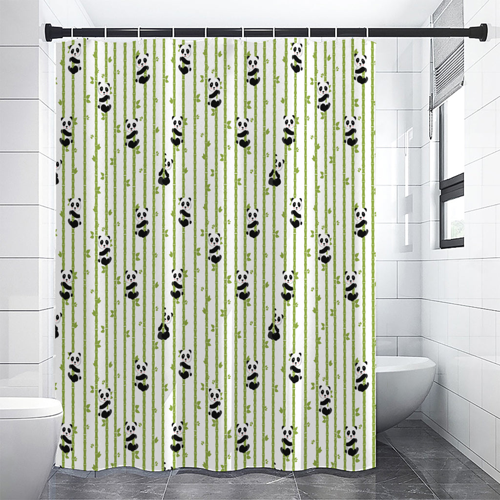 Cute Panda And Bamboo Pattern Print Shower Curtain