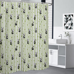 Cute Panda And Bamboo Pattern Print Shower Curtain