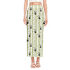 Cute Panda And Bamboo Pattern Print Side Slit Maxi Skirt