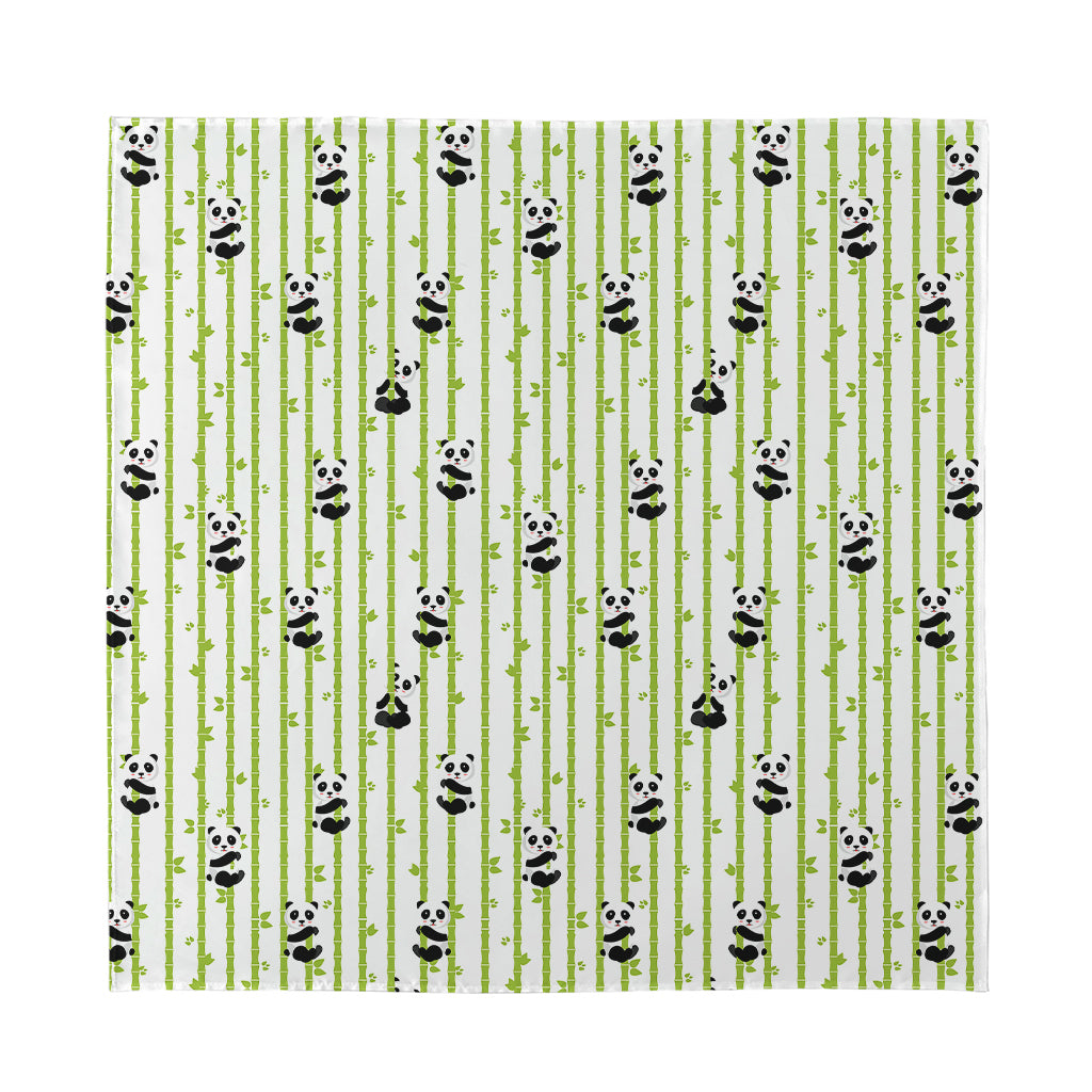 Cute Panda And Bamboo Pattern Print Silk Bandana